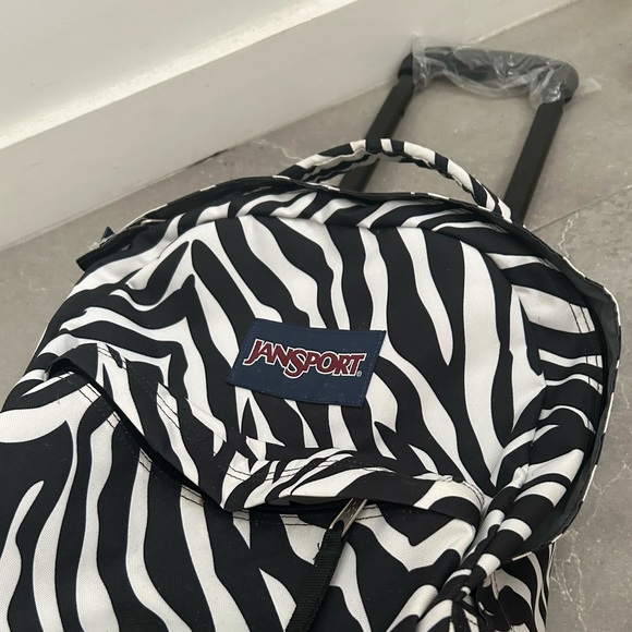 Jansport Black and White Zebra Rolling Backpack - Picture 2 of 8